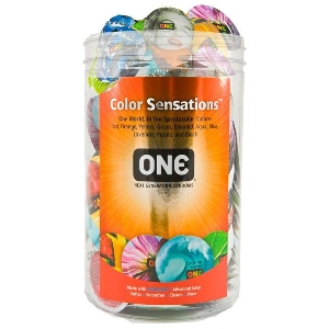 товар - Набір презервативів ONE Color Sensations, 100 шт, кольорові, 10 кольорів, зі змазкою, паковання-тубус