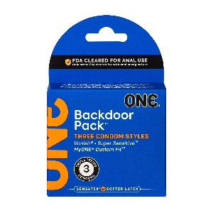 товар - Набір презервативів ONE Backdoor, 3 шт, 3 види, картонне паковання