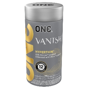 товар - Презервативи ONE Vanish Hyperthin, 12 шт, ультратонкі, зі змазкою, подарункове паковання-тубус