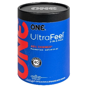товар - Презервативи ONE Ultra Feel, ультратонкі, з додатковою змазкою, 40 шт, подарункове паковання-тубус